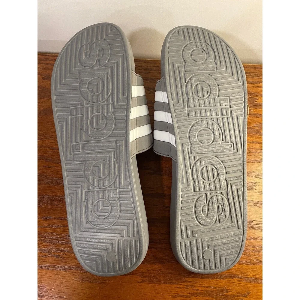 Adidas Adissage Slides Sandals Massage Comfort Sport Gray White NEW‎ Mens 18